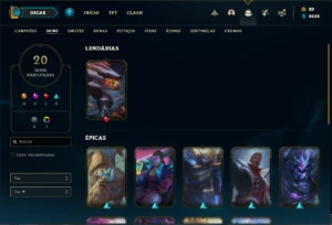 Conta diamante 2 com 60 Champs e 20 Skins + 3 Fragmentos - League of Legends LOL