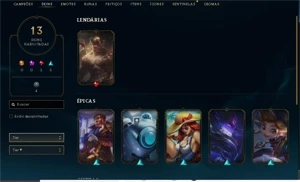 Conta platina 4 13 skins - League of Legends LOL