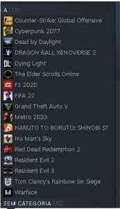 Conta Steam (Foto com os principais jogos)
