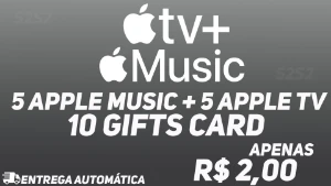 Apple Music + 5 Apple Tv (10 <span style='color: red;'>Gift</span>s) Apenas R$ 2,00