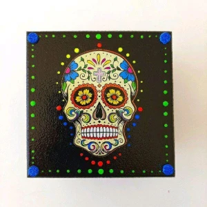Caixinha Quadrada Caveira Mexicana - Artesanato e Personalizados