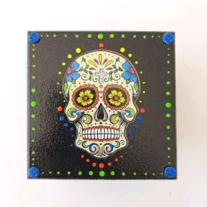 Caixinha Quadrada Caveira Mexicana - Artesanato e Personalizados