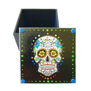 Caixinha Quadrada Caveira Mexicana - Artesanato e Personalizados