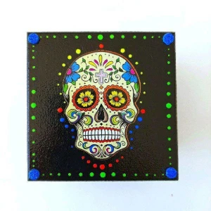 Caixinha Quadrada Caveira Mexicana - Artesanato e Personalizados