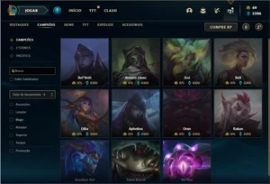 Conta prata 1 com 155 Champs e 94 Skins + 4 Vitoriosas - League of Legends LOL