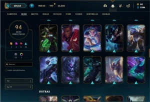Conta prata 1 com 155 Champs e 94 Skins + 4 Vitoriosas - League of Legends LOL