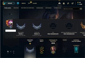 Conta prata 1 com 155 Champs e 94 Skins + 4 Vitoriosas - League of Legends LOL