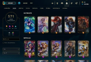 Conta League of Legends - 571 skins - Esmeralda 3 - lvl 603 LOL