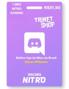 Discord Nitro Gaming Mensal GIFT + 2 Impulsos - Oficial