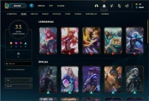 Conta prata 3 com 58 Champs e 33 Skins - League of Legends LOL