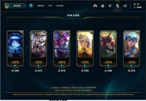 Conta prata 3 com 58 Champs e 33 Skins - League of Legends LOL
