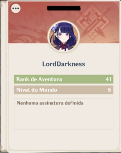 Conta lvl 41 Mundo 5 - Genshin Impact
