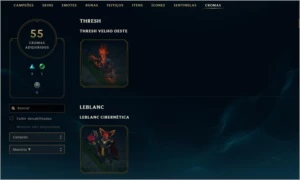 Conta com todas Skins da Loja - 924 SKINS - League of Legends LOL