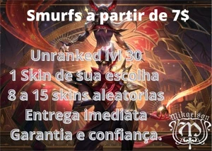 Contas smurfs a partir de 7$ escolha a sua skin - League of Legends LOL