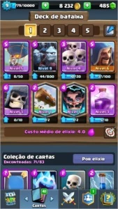 conta clash royale lv9 na arena ''montanha do porco''