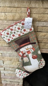 Bota Natalina em Tecido com Boneco de Neve - Artesanato e Personalizados