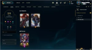 Conta league of legends Platina 4  ( 59 skins ) LOL
