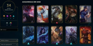 Ultimo elo:diamante 4, nível 85, 34 skins e 9 cromas!! - League of Legends LOL