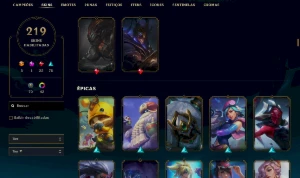 Conta Platina 4 -219 SKINS - League of Legends LOL