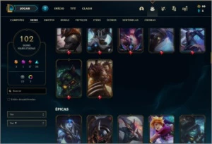Conta ouro 3 com 102 skins e 138 champs - League of Legends LOL
