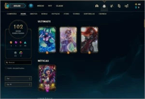 Conta ouro 3 com 102 skins e 138 champs - League of Legends LOL