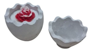 Vela Flor de Cerejeira com Porta-Vela Ovo em Cimento - Artesanato e Personalizados