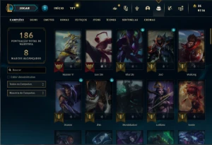 Conta Unranked com 80 Champs e 62 Skins - League of Legends LOL