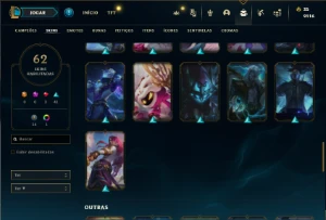 Conta Unranked com 80 Champs e 62 Skins - League of Legends LOL
