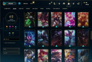 Conta Unranked com 80 Champs e 62 Skins - League of Legends LOL