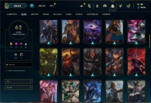 Conta Unranked com 80 Champs e 62 Skins - League of Legends LOL