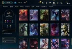 Conta Unranked com 80 Champs e 62 Skins - League of Legends LOL