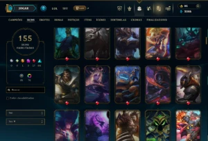 Ouro 4 com TODOS os Champs e 155 Skins ( TOP / JG / SUP ) - League of Legends LOL