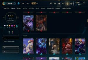 Ouro 4 com TODOS os Champs e 155 Skins ( TOP / JG / SUP ) - League of Legends LOL