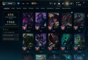 Ouro 4 com TODOS os Champs e 155 Skins ( TOP / JG / SUP ) - League of Legends LOL