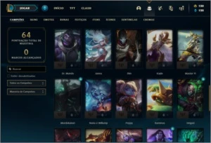 Conta platina 4 / ouro 2 com 7 skins e 46 champs ( 660 RP ) - League of Legends LOL