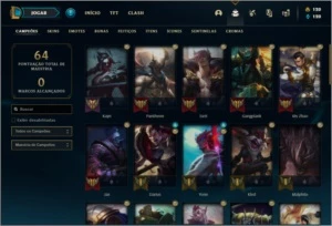 Conta platina 4 / ouro 2 com 7 skins e 46 champs ( 660 RP ) - League of Legends LOL