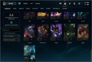 Conta platina 4 / ouro 2 com 7 skins e 46 champs ( 660 RP ) - League of Legends LOL