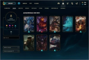 Conta platina 4 / ouro 2 com 7 skins e 46 champs ( 660 RP ) - League of Legends LOL
