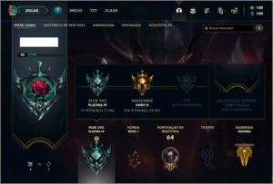 Conta platina 4 / ouro 2 com 7 skins e 46 champs ( 660 RP ) - League of Legends LOL
