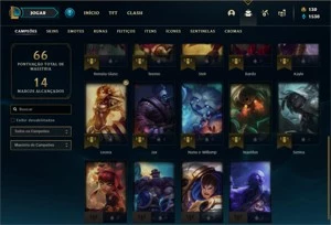 Conta platina 1 com 24 Champs e 9 Skins + 7 Espolios - League of Legends LOL