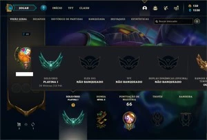 Conta platina 1 com 24 Champs e 9 Skins + 7 Espolios - League of Legends LOL