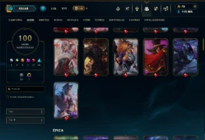 Bronze 3 com TODOS os Champs e 100 Skins ( Nivel 504 ) - League of Legends LOL