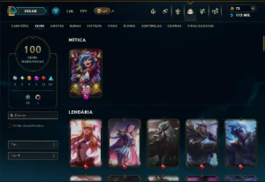 Bronze 3 com TODOS os Champs e 100 Skins ( Nivel 504 ) - League of Legends LOL