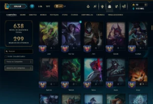 Bronze 3 com TODOS os Champs e 100 Skins ( Nivel 504 ) - League of Legends LOL