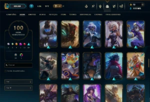 Bronze 3 com TODOS os Champs e 100 Skins ( Nivel 504 ) - League of Legends LOL