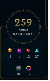 CONTA LOL TODOS OS CAMPEÕES +259 SKINS, 278 ICONES