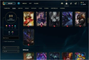Conta ouro 1 com 130 champs e 89 skins - League of Legends LOL