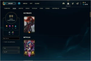 Conta ouro 1 com 130 champs e 89 skins - League of Legends LOL