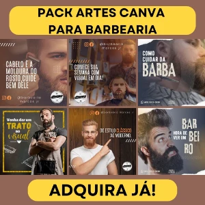 Pack Artes Canva Barbearia 100 Temas Editáveis de Barbearias