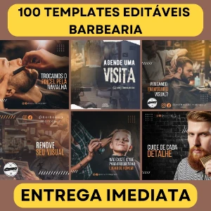 Pack Artes Canva Barbearia 100 Temas Editáveis de Barbearias - Others